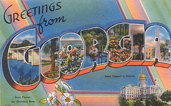 Featured is a Georgia big-letter postcard image from the 1940s obtained from the Teich Archives (private collection).